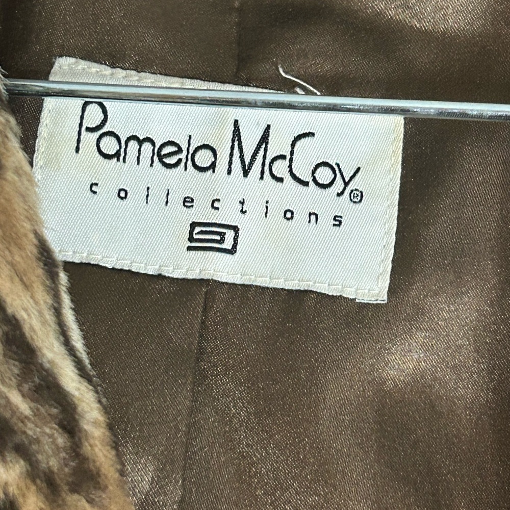 VTG Pamela McCoy Women's Faux Fur Leopard Print Trenc - Picture 4 of 13